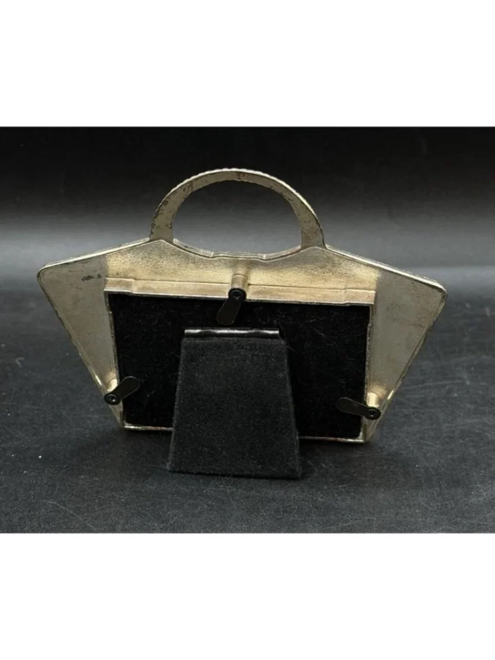 Judith Leiber Crystals Rhinestone Metal Purse Shaped Mini Photo Frame Vintage